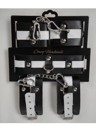 Набор фиксаторов из черной и белой натуральной кожи - Crazy Handmade - купить с доставкой в Обнинске