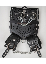 Черный ажурный кожаный набор фиксаций - Crazy Handmade - купить с доставкой в Обнинске