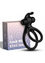 Черное эрекционное виброкольцо с подхватом мошонки Stay Hard - Boys of Toys - в Обнинске купить с доставкой