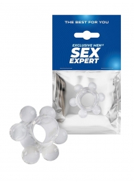 Прозрачное эрекционное кольцо с 6 стимулирующими шариками - Sex Expert - в Обнинске купить с доставкой