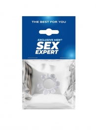 Прозрачное эрекционное кольцо с шариками и шипами - Sex Expert - в Обнинске купить с доставкой