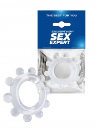 Прозрачное эрекционное кольцо со стимулирующими шариками - Sex Expert - в Обнинске купить с доставкой