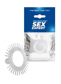 Эластичное эрекционное кольцо с шипиками и шариком - Sex Expert - в Обнинске купить с доставкой