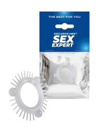 Эластичное эрекционное кольцо с 3 шариками и шипами - Sex Expert - в Обнинске купить с доставкой