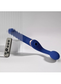 Синий безремневой страпон Multi Orgasm Bendable Strap-On size L с клиторальной стимуляцией - Strap-on-me - купить с доставкой в Обнинске