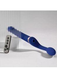 Синий безремневой страпон Multi Orgasm Bendable Strap-On size XL с клиторальной стимуляцией - Strap-on-me - купить с доставкой в Обнинске