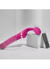 Ярко-розовый безремневой страпон Multi Orgasm Bendable Strap-On size L с клиторальной стимуляцией - Strap-on-me - купить с доставкой в Обнинске