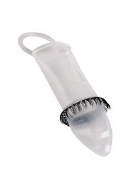 Закрытая насадка на пенис с подхватом мошонки и стимулирующими «ресничками» - Sextaz - в Обнинске купить с доставкой