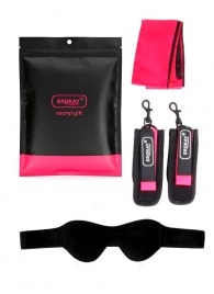 Черно-розовый эротический набор: маска, наручники и повязка - Erokay - купить с доставкой в Обнинске