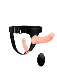 Женский страпон с 2 насадками, вибрацией и пультом ДУ - Erowoman-Eroman - купить с доставкой в Обнинске