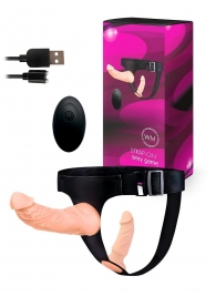 Женский страпон с 2 насадками, вибрацией и пультом ДУ - Erowoman-Eroman - купить с доставкой в Обнинске