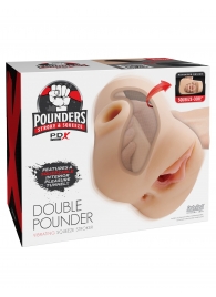 Телесный мастурбатор с вибрацией Double Pounder Vibrating Squeeze Stroker - Pipedream - в Обнинске купить с доставкой