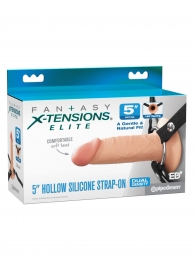 Телесный пустотелый фаллопротез 5’’ Hollow Silicone Strap-On - 14 см. - Pipedream - купить с доставкой в Обнинске