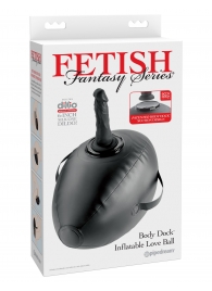 Черный надувной мяч с платформой для фиксации дилдо Body Dock Inflatable Love Ball - Pipedream - купить с доставкой в Обнинске