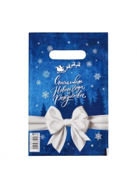 Сине-белый подарочный новогодний пакет с вырубной ручкой (20х30 см) - Сима-Ленд - купить с доставкой в Обнинске