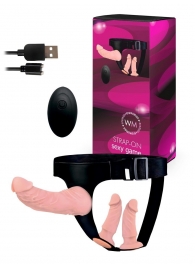 Женский страпон с 3 насадками и вибрацией - Erowoman-Eroman - купить с доставкой в Обнинске