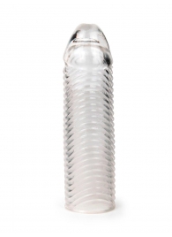 Прозрачная закрытая насадка на пенис с ребрышками - 16 см. - Sex Expert - в Обнинске купить с доставкой