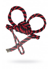 Черно-красные наручники-оковы ’’Узел-омега’’ из хлопковой веревки - Pecado - купить с доставкой в Обнинске