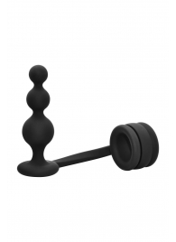 Черное эрекционное кольцо с анальной елочкой Cockring With Beaded Anal Plug - Dream Toys - в Обнинске купить с доставкой
