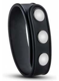 Черное эрекционное кольцо на кнопках - Blush Novelties - в Обнинске купить с доставкой