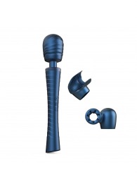 Синий вибромассажёр с насадками Man.wand Edgy - Manwan - в Обнинске купить с доставкой