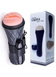 Телесный мастурбатор-вагина в черной колбе с вибрацией - Boys of Toys - в Обнинске купить с доставкой