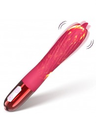 Розовый вибратор с функцией нагрева и подвижным язычком - 18 см. - Boys of Toys