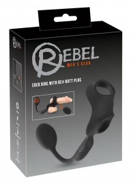 Черное виброкольцо с анальной пробкой Cock Ring with RC Butt Plug - Orion - в Обнинске купить с доставкой