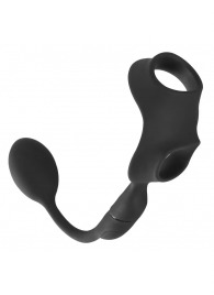 Черное виброкольцо с анальной пробкой Cock Ring with RC Butt Plug - Orion - в Обнинске купить с доставкой