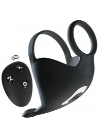 Черная вибронасадка для эрекции и стимуляции мошонки Cock ring with RC ball massager - Orion - в Обнинске купить с доставкой