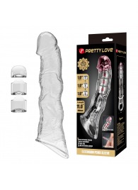Прозрачный фаллоудлинитель с 3 вставками - 28 см. - Baile - в Обнинске купить с доставкой