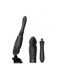 Черная секс-машина с функцией нагрева, насадками и присоской Sesh - Zalo - купить с доставкой в Обнинске