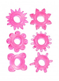 Набор из 6 розовых эрекционных колец с различным рельефом - Erowoman-Eroman - в Обнинске купить с доставкой