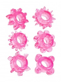 Набор из 6 розовых эрекционных колец с различным рельефом - Erowoman-Eroman - в Обнинске купить с доставкой