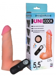 Фаллическая насадка Харнесс UNICOCK 5,5  с вибрацией - 17 см. - LOVETOY (А-Полимер) - купить с доставкой в Обнинске