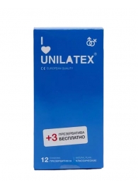 Классические презервативы Unilatex Natural Plain - 12 шт. + 3 шт. в подарок - Unilatex - купить с доставкой в Обнинске