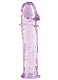 Гладкая фиолетовая насадка с усиками под головкой - 12,5 см. - Toyfa Basic - в Обнинске купить с доставкой