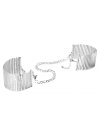 Серебристые наручники-браслеты Desir Metallique Handcuffs - Bijoux Indiscrets - купить с доставкой в Обнинске