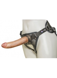 Насадка-фаллоимитатор на кожаных трусиках Harness Ultra Realistic 7  - 18 см. - LOVETOY (А-Полимер) - купить с доставкой в Обнинске