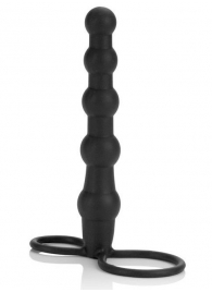 Насадка на пенис для двойного проникновения Silicone Beaded Double Rider - 14 см. - California Exotic Novelties - в Обнинске купить с доставкой