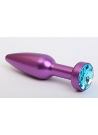 Фиолетовая анальная пробка с голубым стразом - 11,2 см. - 4sexdreaM - купить с доставкой в Обнинске