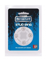 Эрекционное кольцо с 4 бусинами MENZSTUFF STUD RING CLEAR - Dream Toys - в Обнинске купить с доставкой