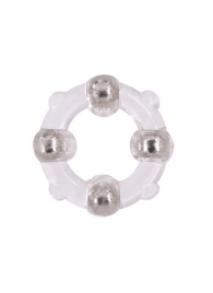 Эрекционное кольцо с 4 бусинами MENZSTUFF STUD RING CLEAR - Dream Toys - в Обнинске купить с доставкой