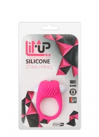 Розовое эрекционное кольцо с щеточкой LIT-UP SILICONE STIMU RING 5 - Dream Toys - в Обнинске купить с доставкой