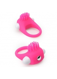 Розовое эрекционное кольцо с щеточкой LIT-UP SILICONE STIMU RING 5 - Dream Toys - в Обнинске купить с доставкой