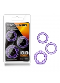 Набор из 3 фиолетовых эрекционных колец Stay Hard Beaded Cockrings - Blush Novelties - в Обнинске купить с доставкой