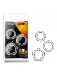 Набор из 3 прозрачных эрекционных колец Stay Hard Beaded Cockrings - Blush Novelties - в Обнинске купить с доставкой