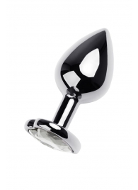 Серебристая анальная пробка с прозрачным кристаллом-сердцем - 8 см. - ToyFa - купить с доставкой в Обнинске