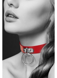 Красный узенький чокер с кольцом - Bijoux Pour Toi - купить с доставкой в Обнинске