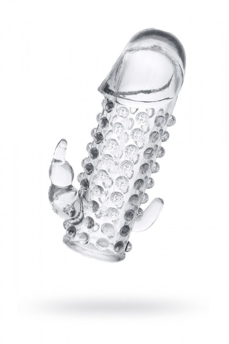 Гелевая прозрачная насадка с 2 отростками - 13 см. - Toyfa Basic - в Обнинске купить с доставкой